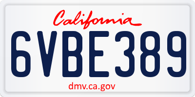 CA license plate 6VBE389