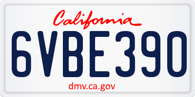 CA license plate 6VBE390
