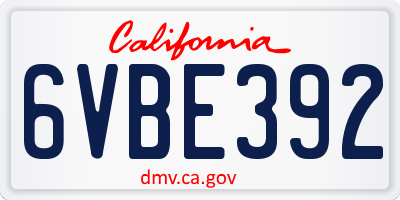 CA license plate 6VBE392