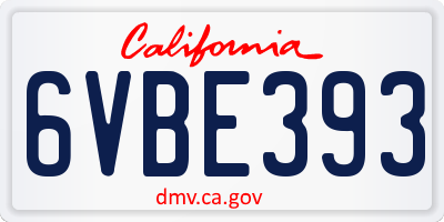 CA license plate 6VBE393