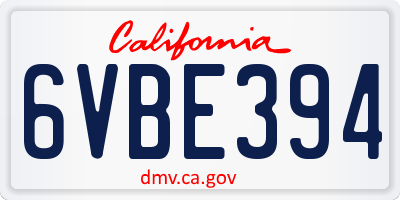 CA license plate 6VBE394