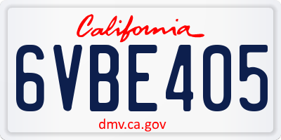 CA license plate 6VBE405
