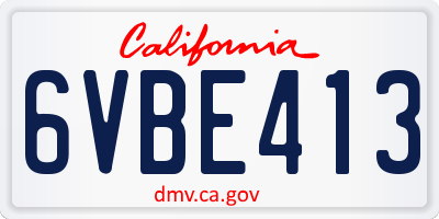 CA license plate 6VBE413