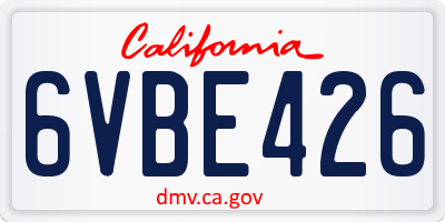 CA license plate 6VBE426