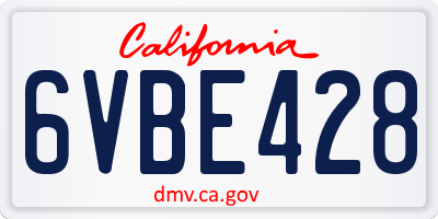 CA license plate 6VBE428