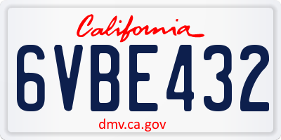 CA license plate 6VBE432