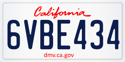 CA license plate 6VBE434