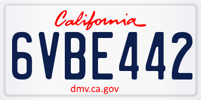 CA license plate 6VBE442
