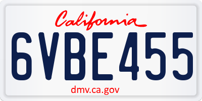 CA license plate 6VBE455