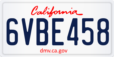 CA license plate 6VBE458
