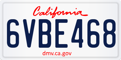 CA license plate 6VBE468