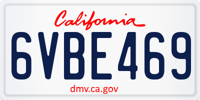 CA license plate 6VBE469