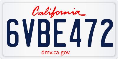 CA license plate 6VBE472