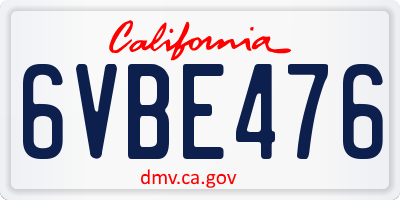 CA license plate 6VBE476