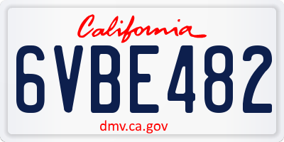 CA license plate 6VBE482