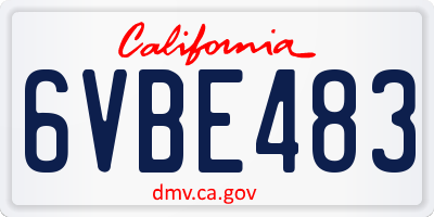 CA license plate 6VBE483