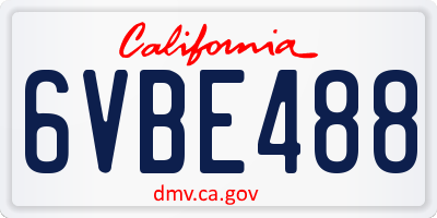 CA license plate 6VBE488