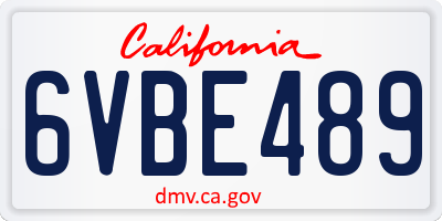 CA license plate 6VBE489