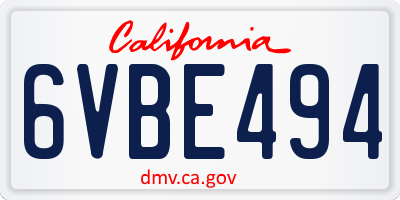 CA license plate 6VBE494