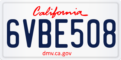 CA license plate 6VBE508