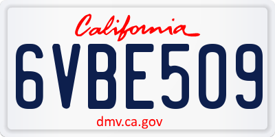 CA license plate 6VBE509