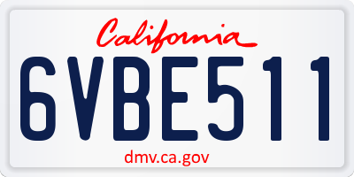 CA license plate 6VBE511