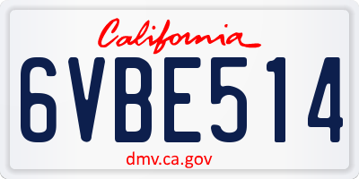 CA license plate 6VBE514