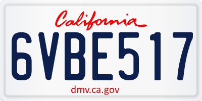 CA license plate 6VBE517
