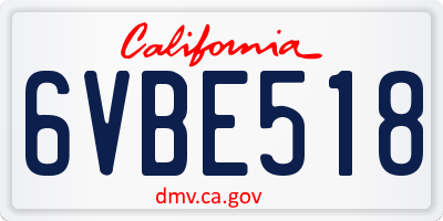 CA license plate 6VBE518