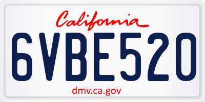 CA license plate 6VBE520