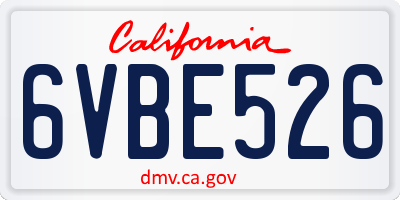 CA license plate 6VBE526