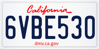 CA license plate 6VBE530