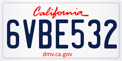CA license plate 6VBE532