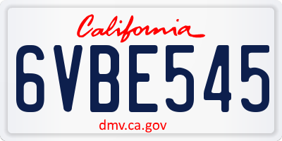 CA license plate 6VBE545