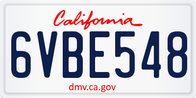 CA license plate 6VBE548