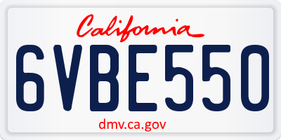 CA license plate 6VBE550