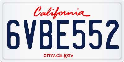 CA license plate 6VBE552