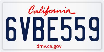 CA license plate 6VBE559