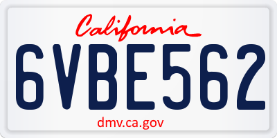 CA license plate 6VBE562