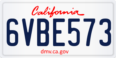 CA license plate 6VBE573