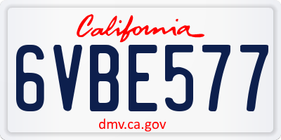 CA license plate 6VBE577