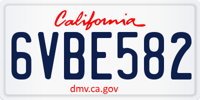 CA license plate 6VBE582