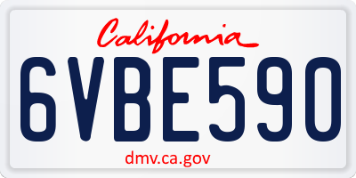 CA license plate 6VBE590