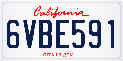 CA license plate 6VBE591