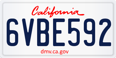 CA license plate 6VBE592