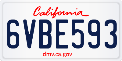 CA license plate 6VBE593