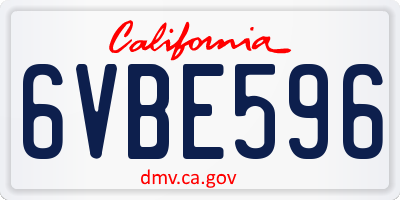 CA license plate 6VBE596