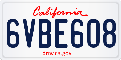 CA license plate 6VBE608