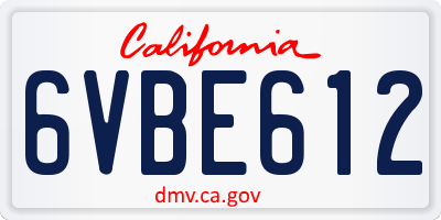 CA license plate 6VBE612