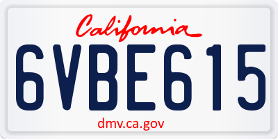 CA license plate 6VBE615